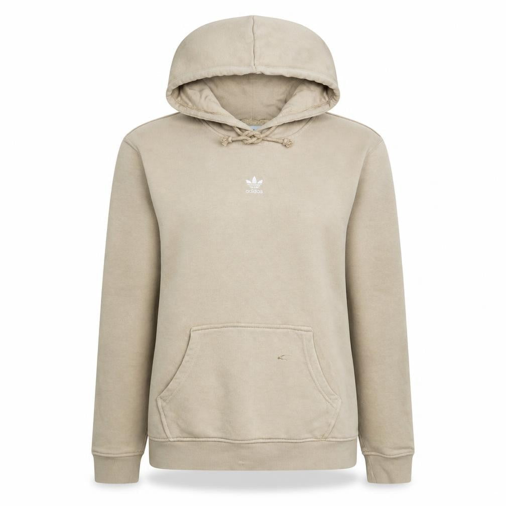Adidas Women Beige Pullover Hoodie Size 8 Cotton Logo Casual