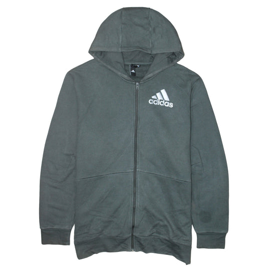 Adidas Men's Grey 2XL Full Zip Hoodie with Logo Design