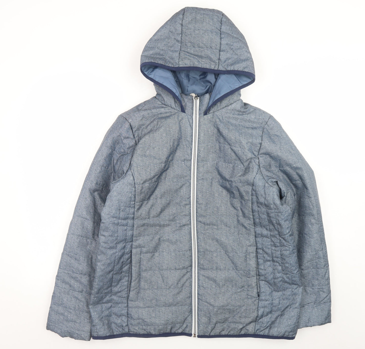 Nathalie Andersen Womens Blue Hooded Mid-Length Puffer Jacket M