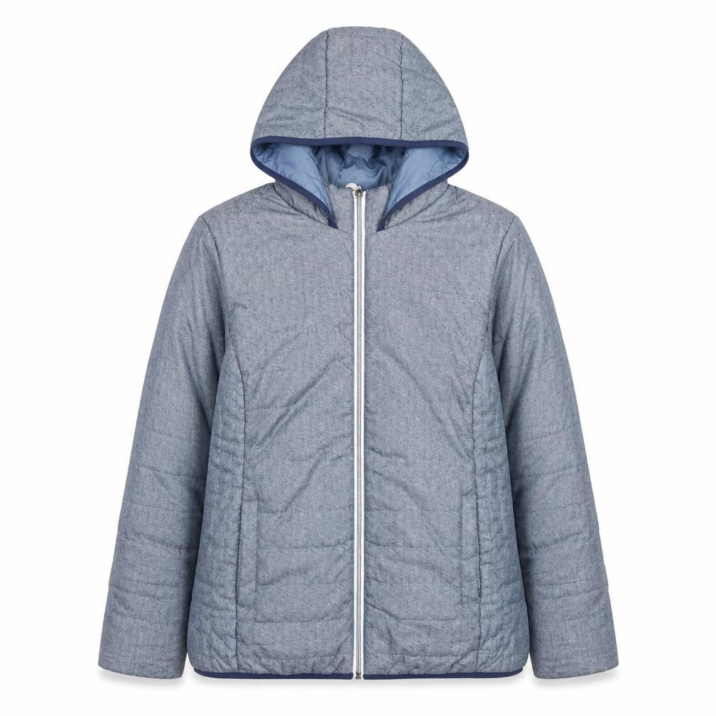 Nathalie Andersen Womens Blue Hooded Mid-Length Puffer Jacket M