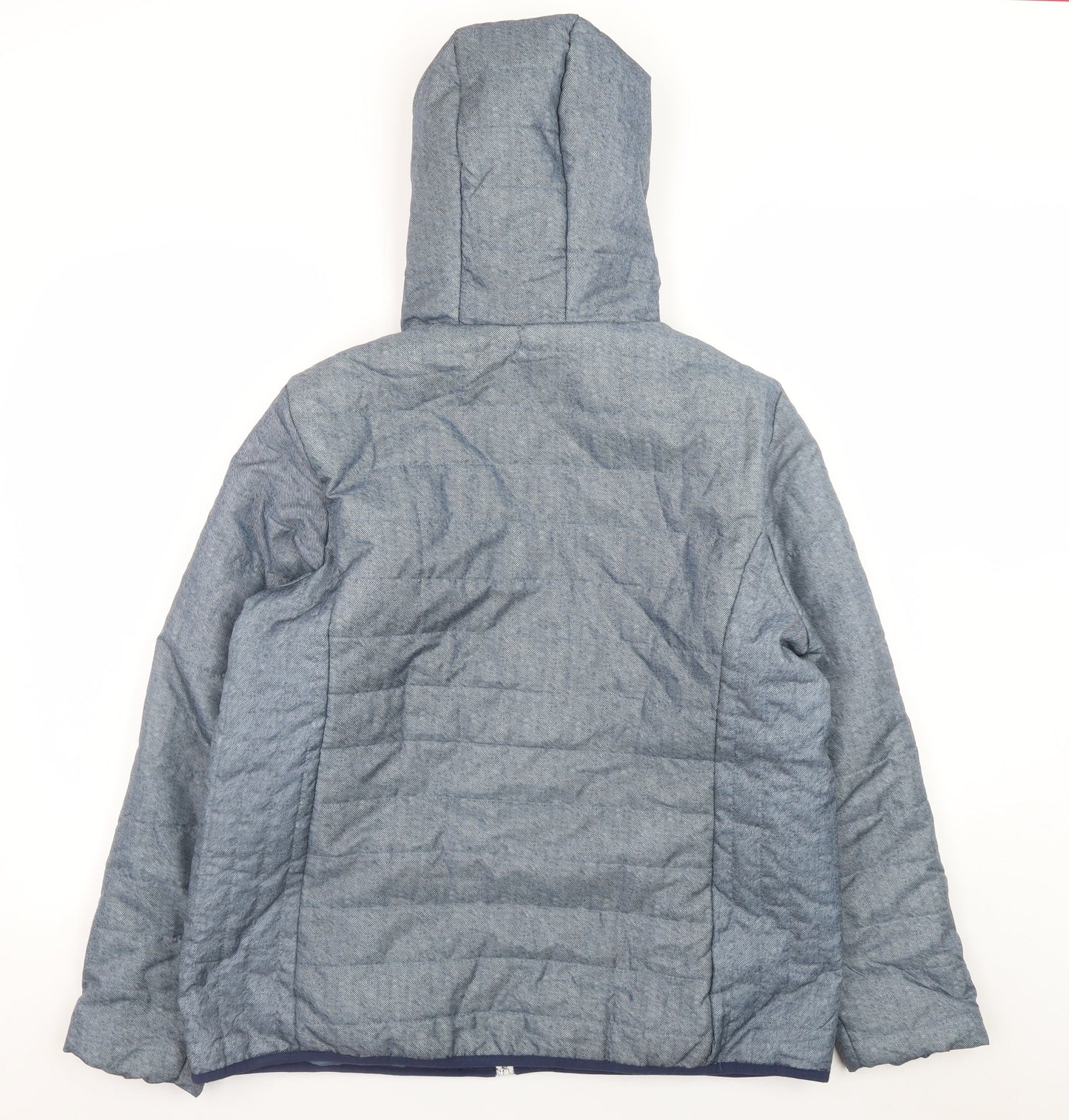 Nathalie Andersen Womens Blue Hooded Mid-Length Puffer Jacket M