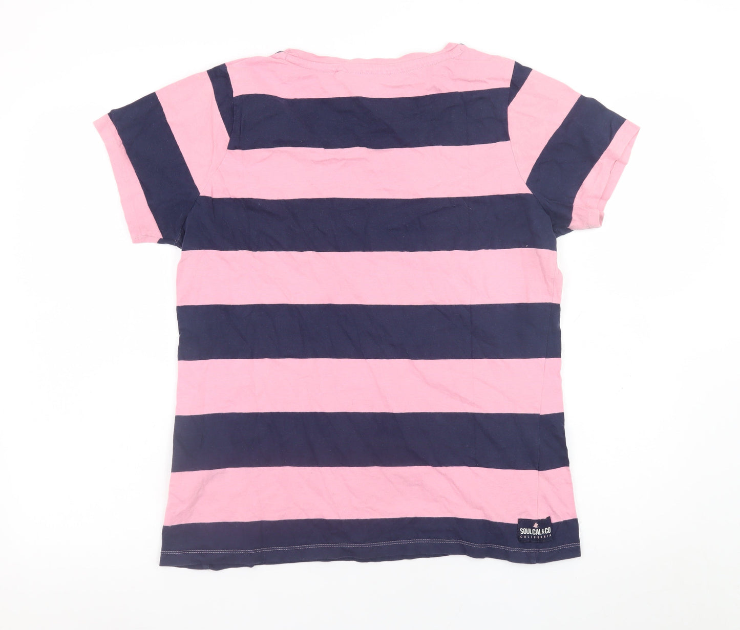 SoulCal & Co Women's Multicoloured Striped Cotton T-Shirt UK 18