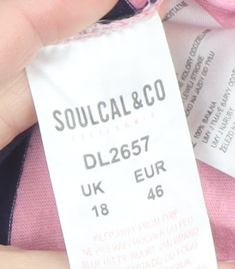 SoulCal & Co Women's Multicoloured Striped Cotton T-Shirt UK 18