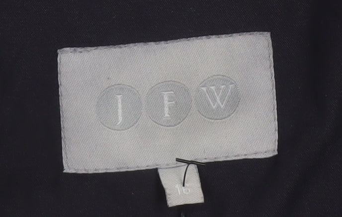 JFW Womens Black Size 16 Long Overcoat Lined Casual Coat