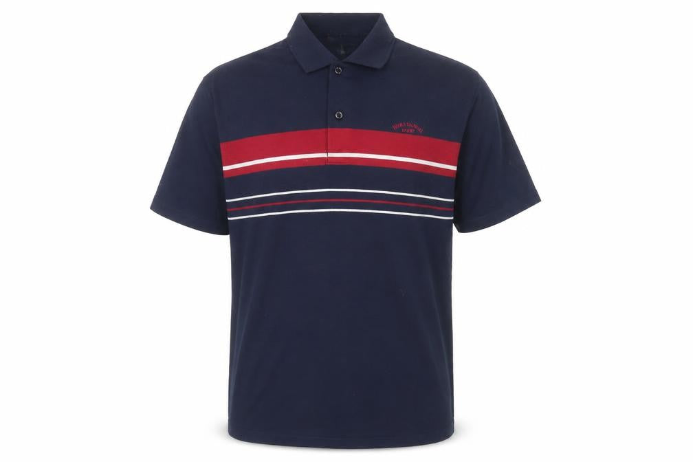 Hugo Samuel Men's Navy Striped Cotton Polo Shirt XL Classic Fit