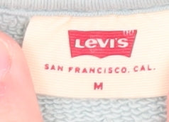Levi's Women Blue Floral Logo Crew Neck Sweatshirt Size M