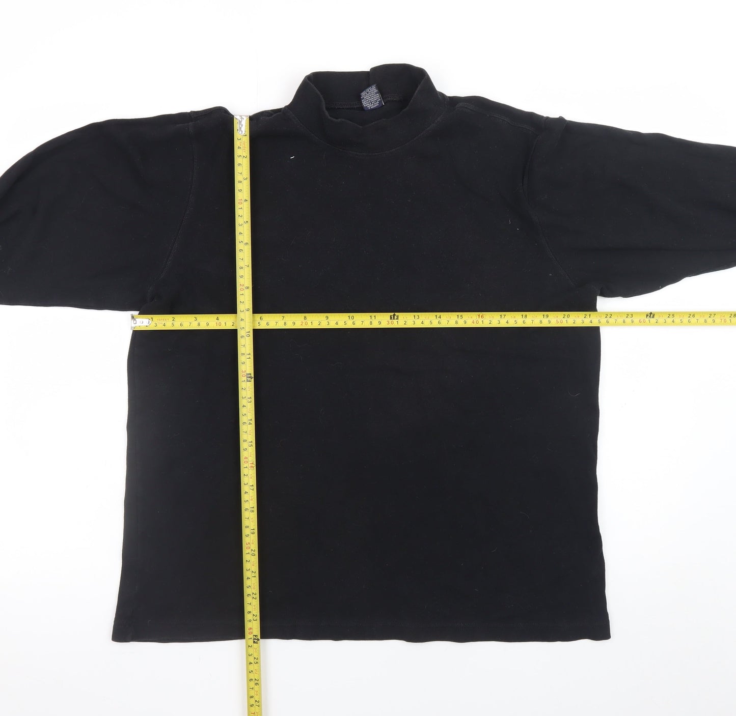 Lands' End Men's Black Long Sleeve Mock Neck Cotton T-Shirt M Regular