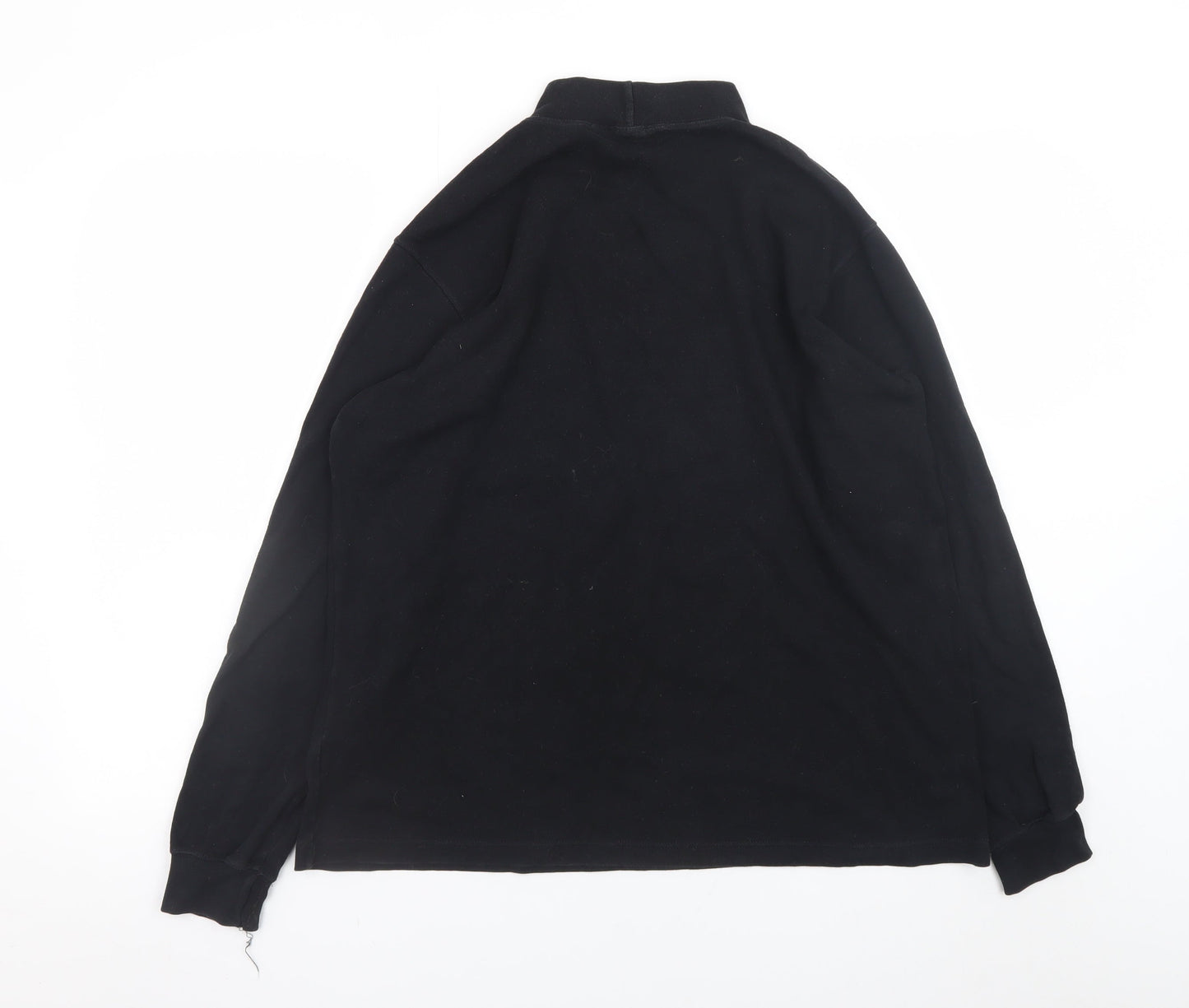 Lands' End Men's Black Long Sleeve Mock Neck Cotton T-Shirt M Regular