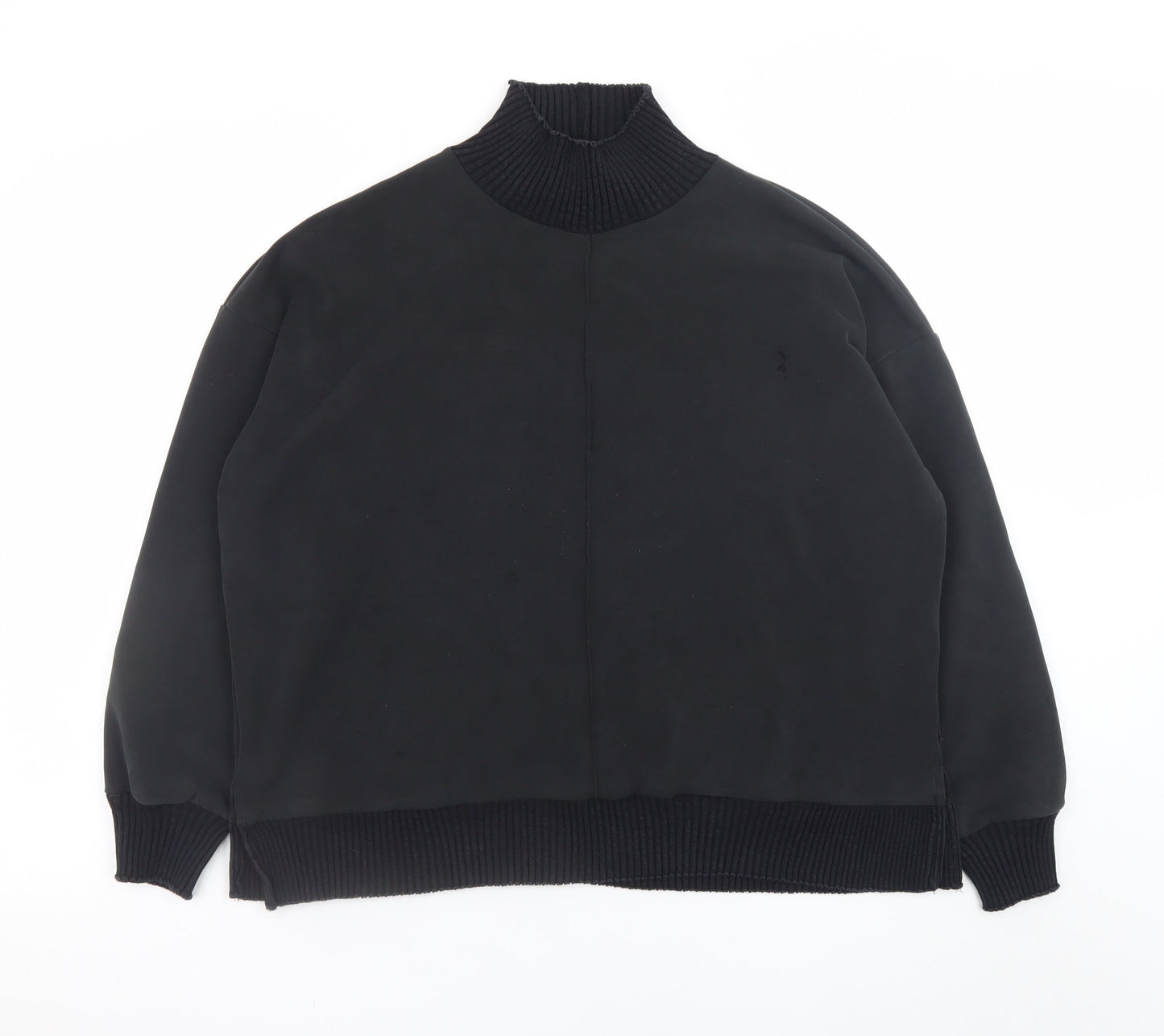 Yest Women Black Size 14 Mock Neck Long Sleeve Pullover Sweatshirt