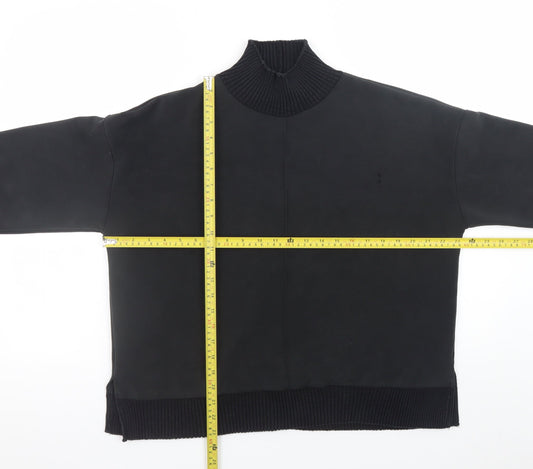 Yest Women Black Size 14 Mock Neck Long Sleeve Pullover Sweatshirt