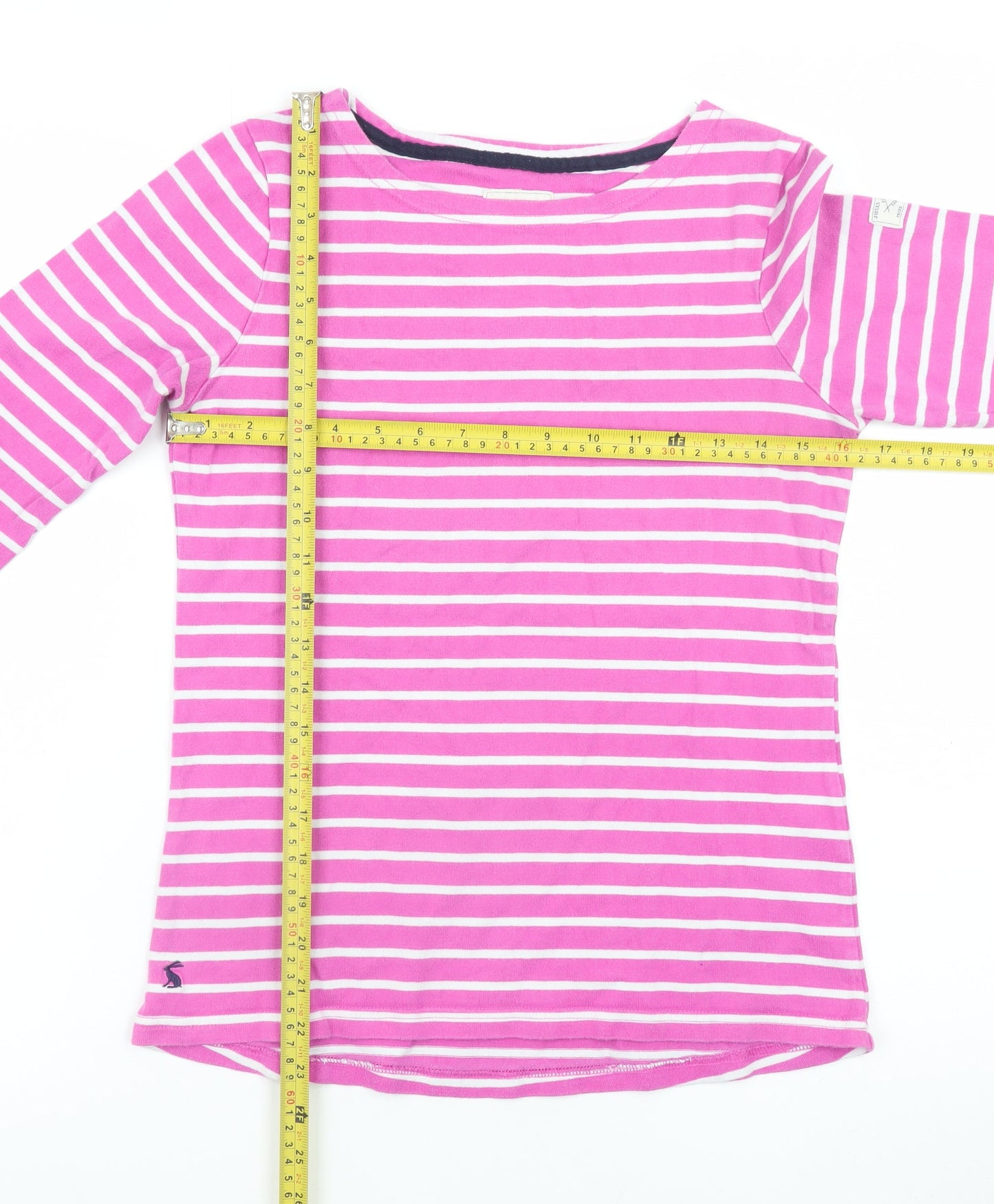 Joules Womens Pink Striped Long Sleeve Cotton T-Shirt UK 8