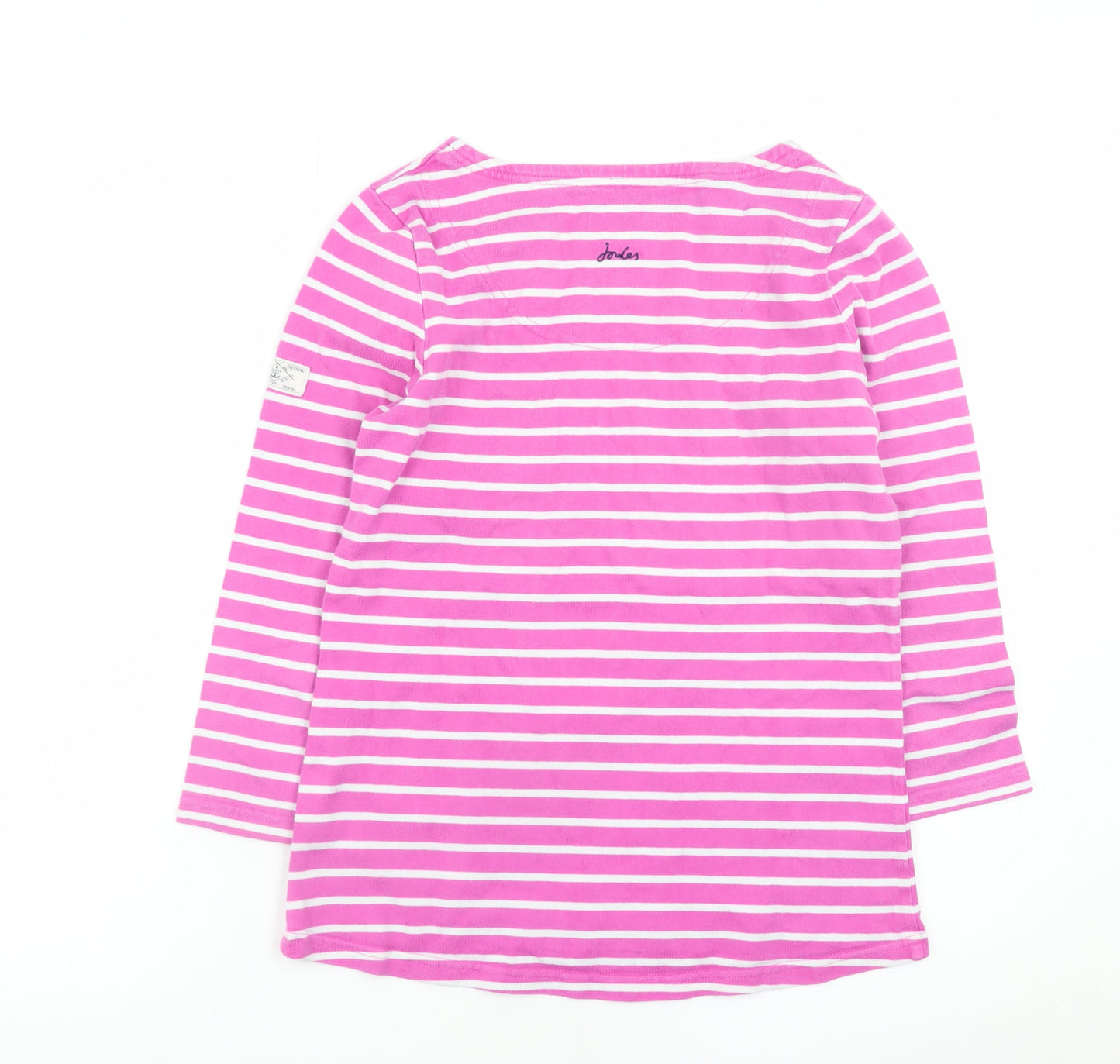 Joules Womens Pink Striped Long Sleeve Cotton T-Shirt UK 8