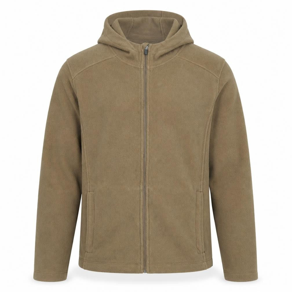 Lands' End Men's Brown Fleece Hooded Full Zip Jacket Size M