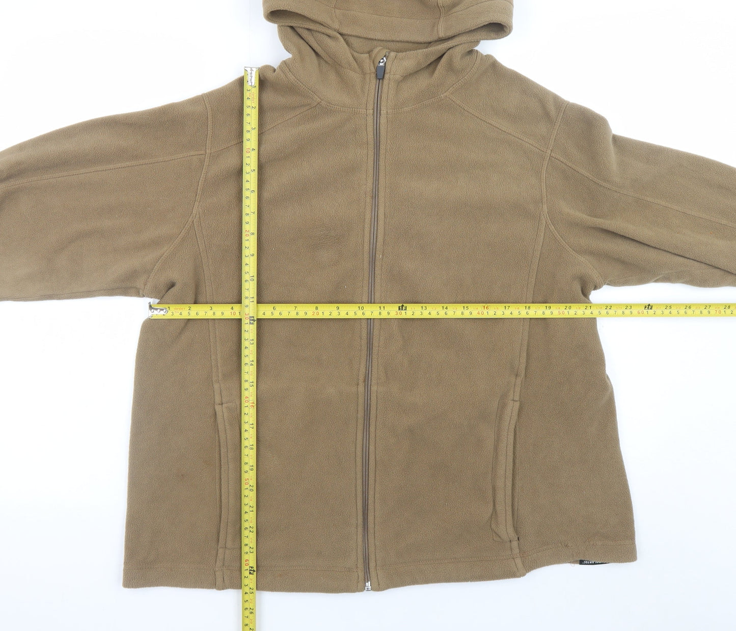 Lands' End Men's Brown Fleece Hooded Full Zip Jacket Size M