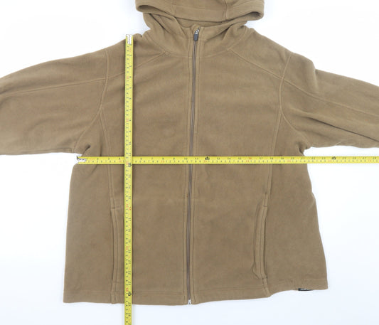 Lands' End Men's Brown Fleece Hooded Full Zip Jacket Size M