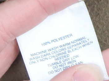 Lands' End Men's Brown Fleece Hooded Full Zip Jacket Size M