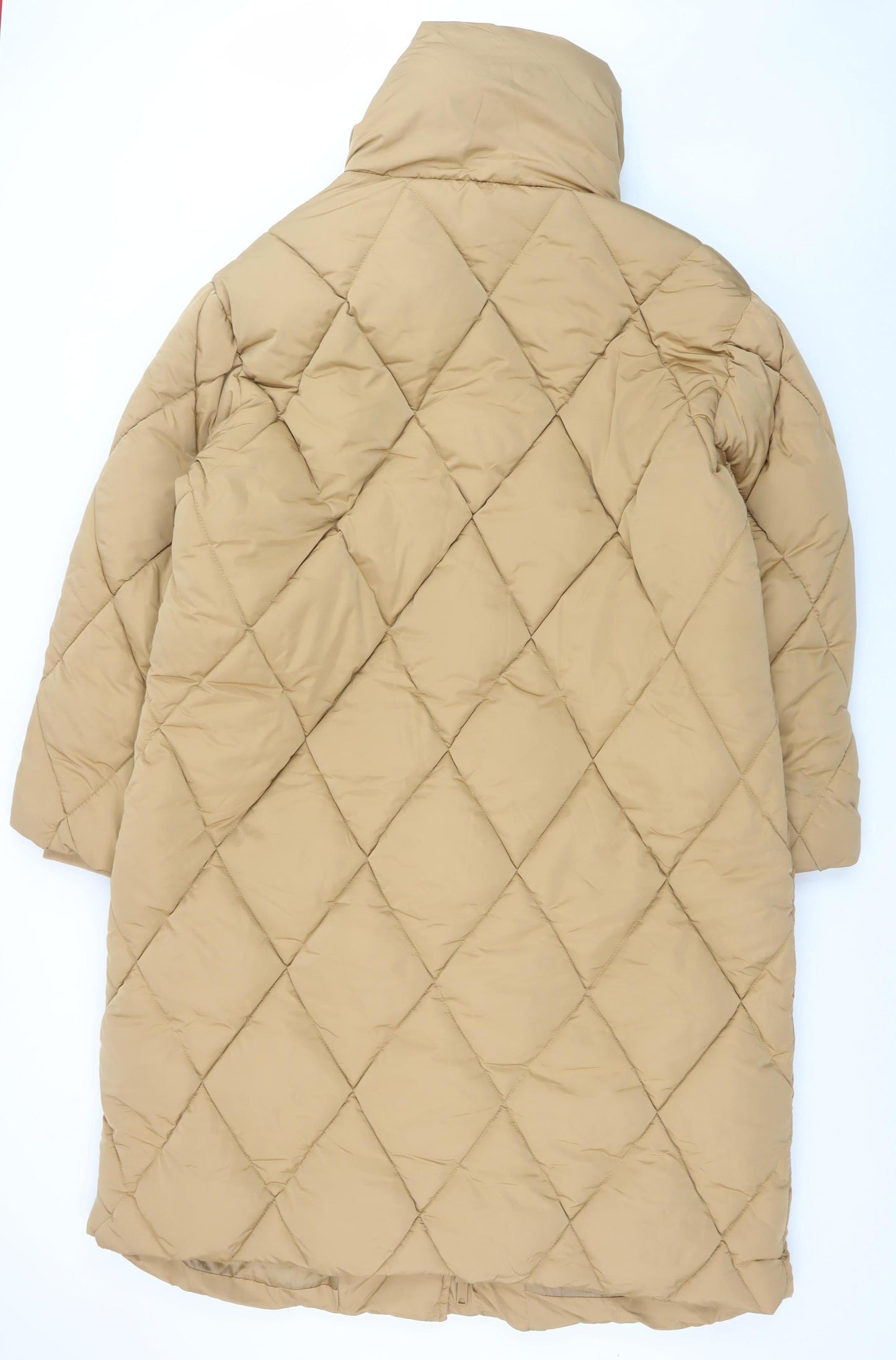 Yours Womens Beige Long Quilted Puffer Coat UK 20 Winter Warm