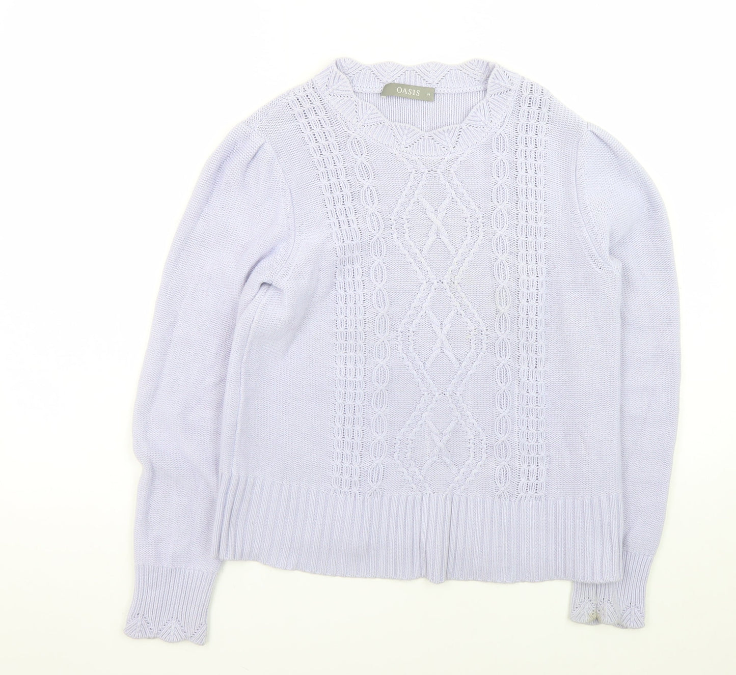 Oasis Women’s Purple Cotton Cable-Knit Jumper Size 12