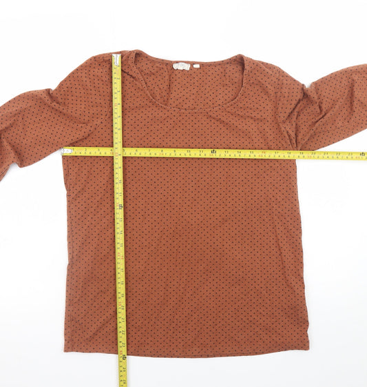 Fat Face Women’s Brown Polka Dot Long Sleeve Jersey T-Shirt Size 16