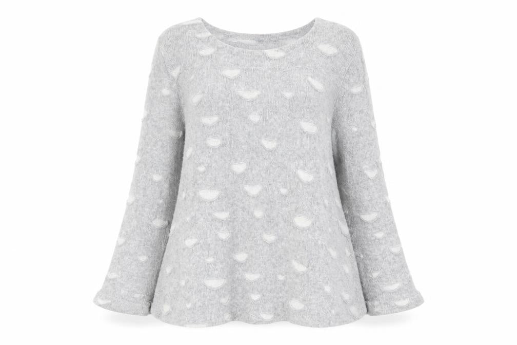 Sahara Womens Grey Round Neck Knit Pullover Jumper Size S