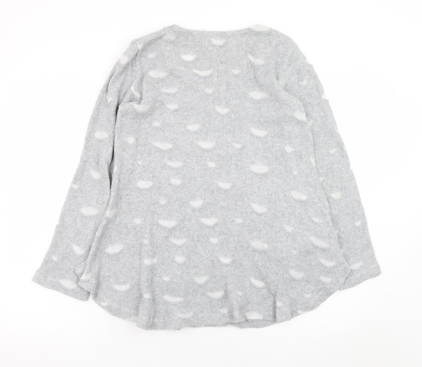 Sahara Womens Grey Round Neck Knit Pullover Jumper Size S