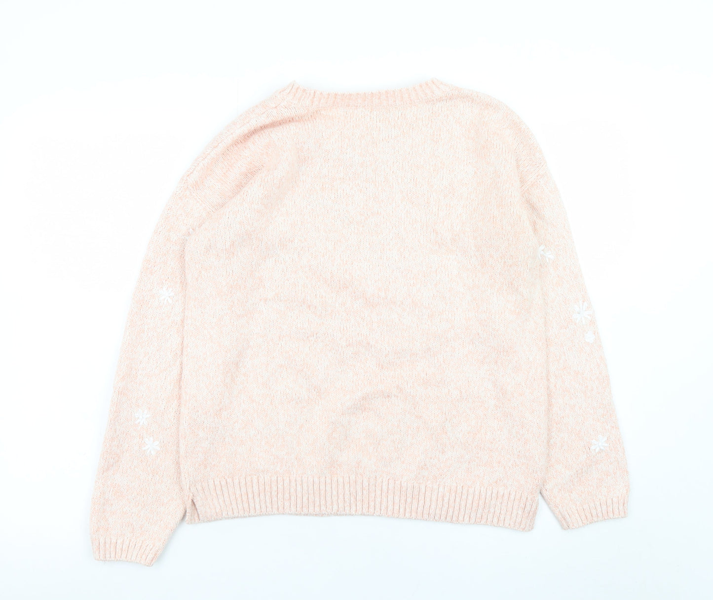 Marks and Spencer Women Beige Floral Embroidered Jumper Size 14
