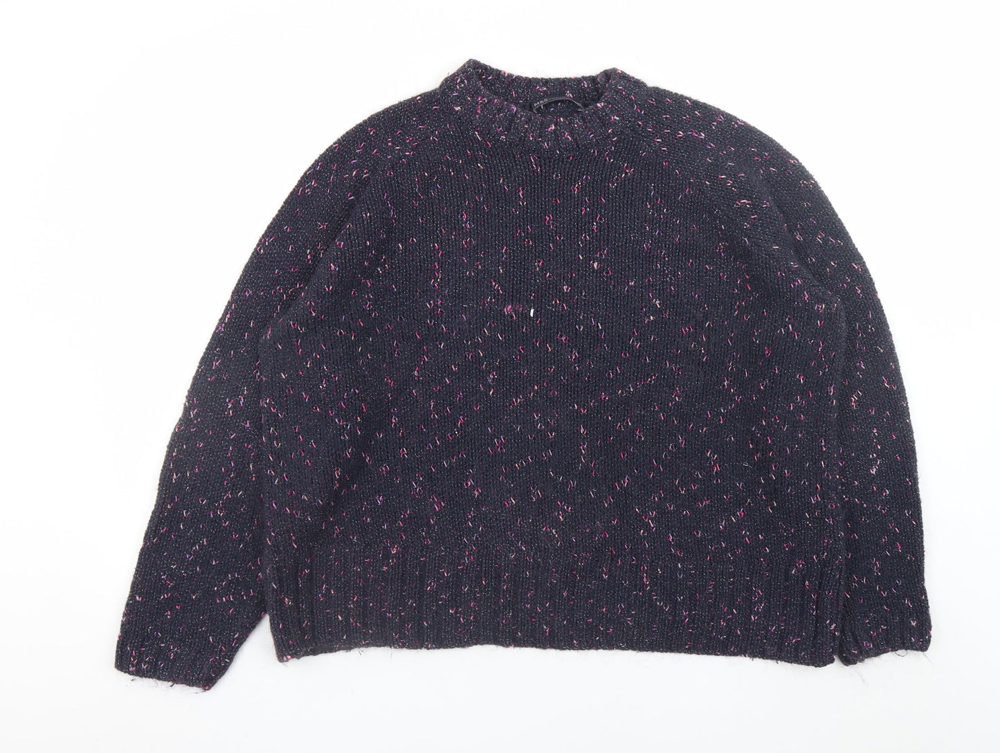 Marks and Spencer Womens Black Size 18 Chunky Knit Crew Neck Jumper