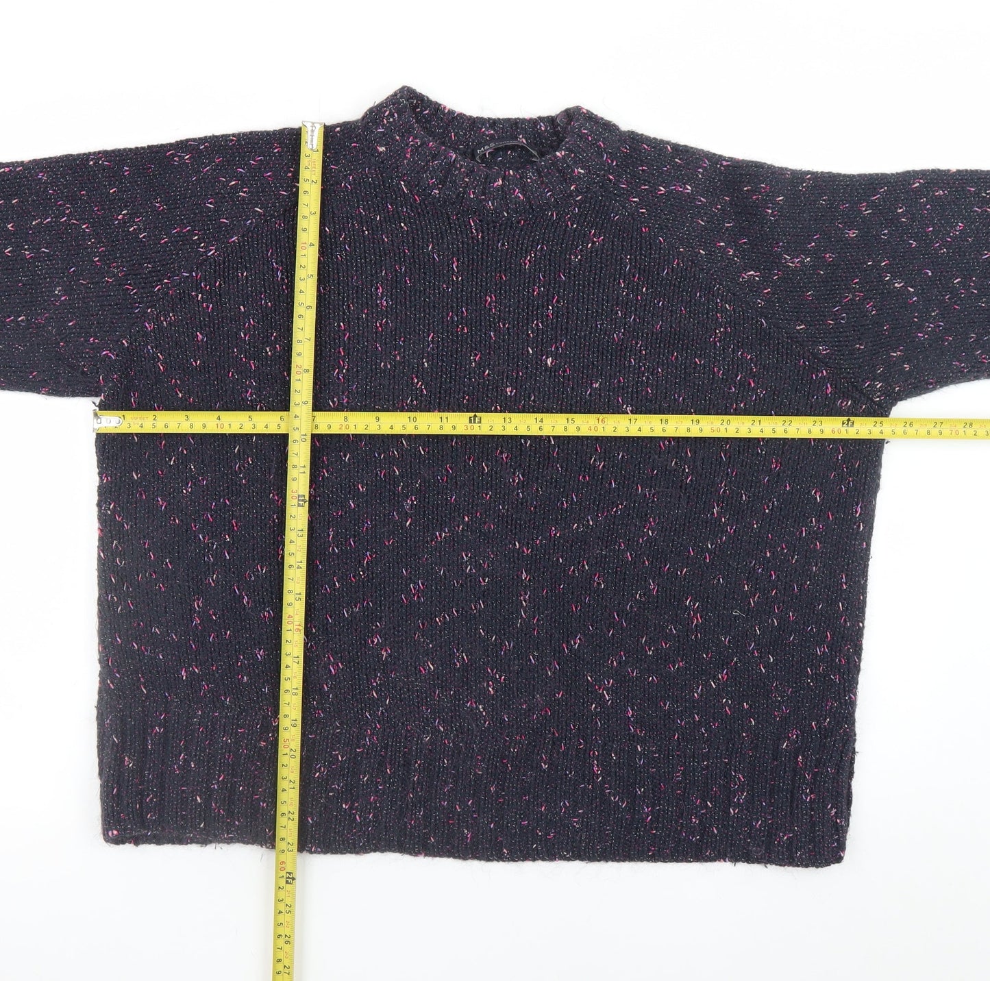 Marks and Spencer Womens Black Size 18 Chunky Knit Crew Neck Jumper