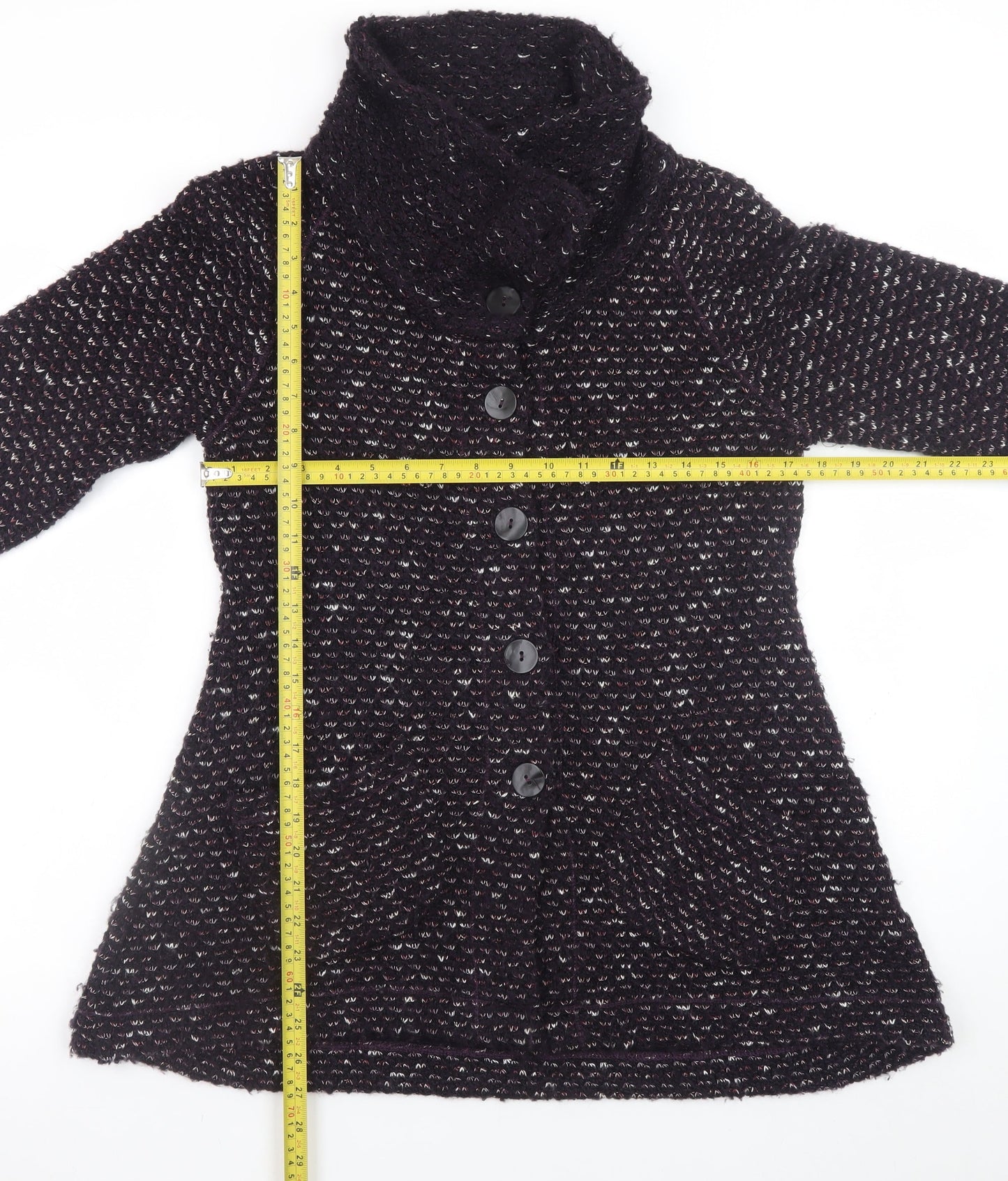 Sahara Women's Black Wool Blend Button Cardigan Size S