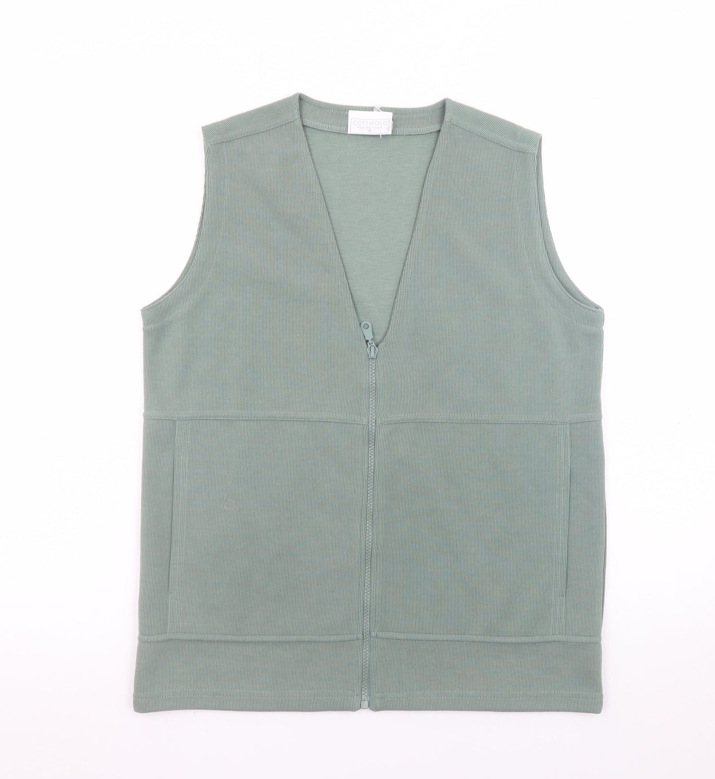 Cotswold Collections Women Green Zip Front Sleeveless Basic Tank Top S