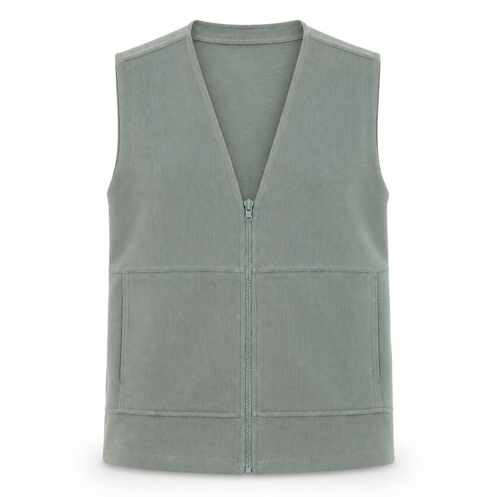 Cotswold Collections Women Green Zip Front Sleeveless Basic Tank Top S
