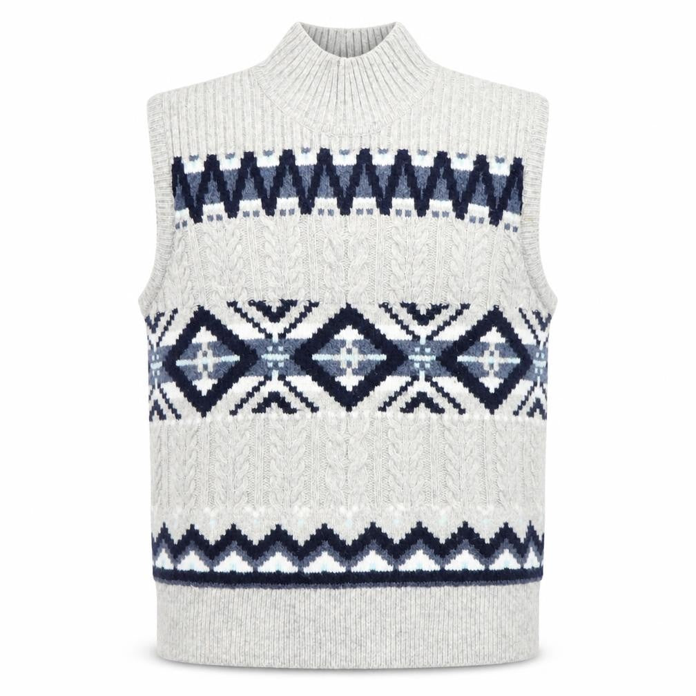 Marks and Spencer Men's Grey Geometric Knit Sleeveless Vest M