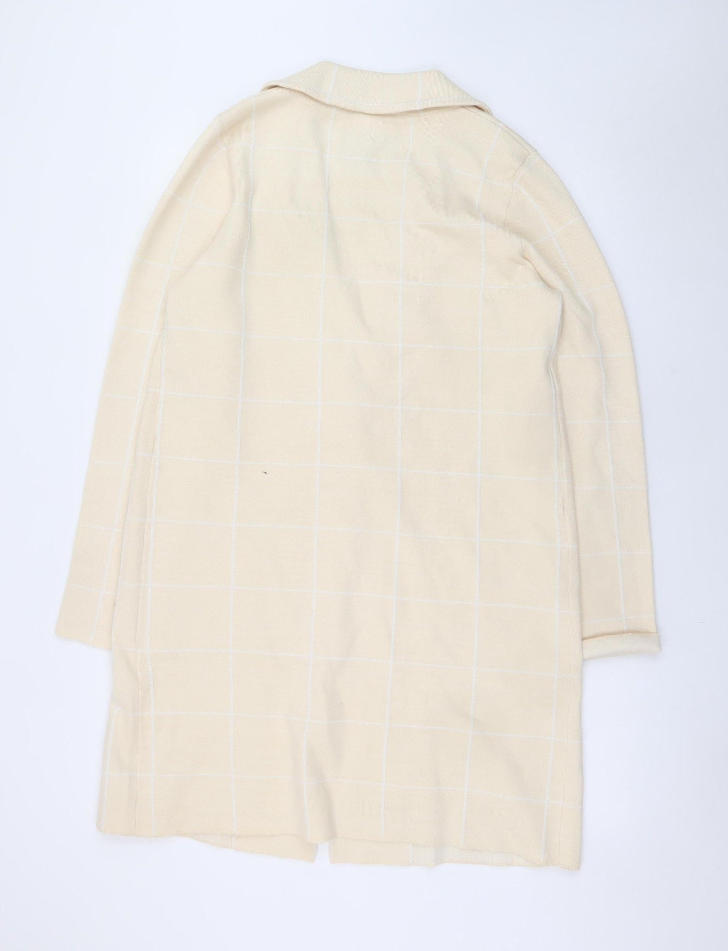Centigrade Women’s Beige Long Check Coatigan M Classic Smart Casual