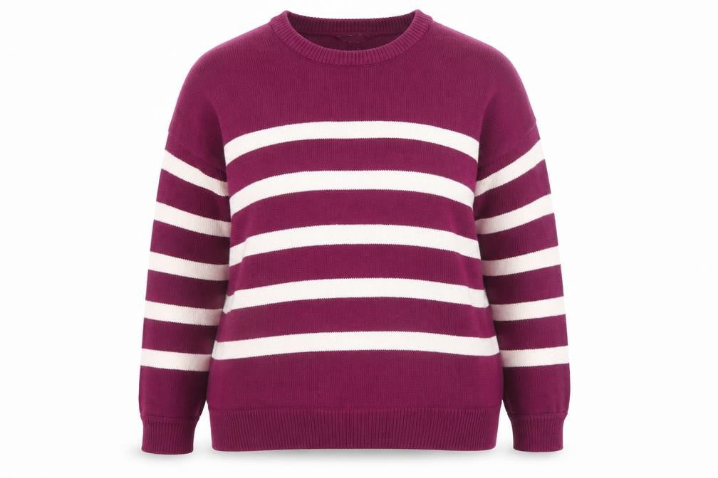 Next Women’s Purple Striped Cotton Acrylic Crew Neck Jumper XL