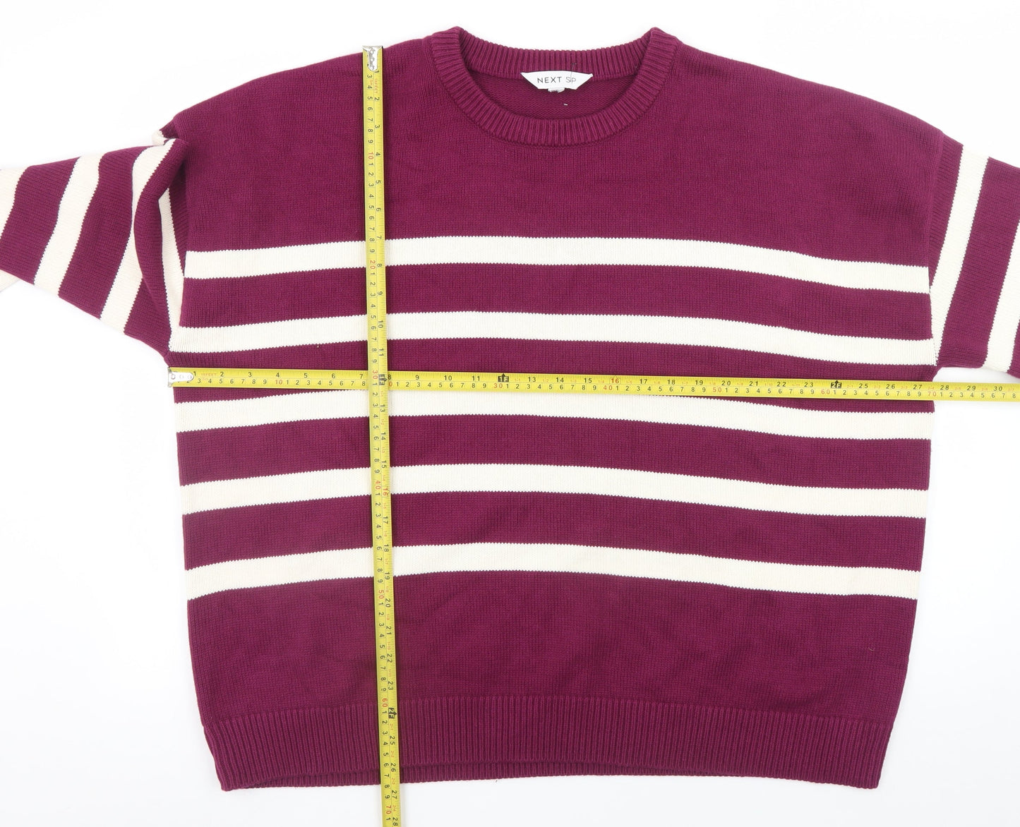 Next Women’s Purple Striped Cotton Acrylic Crew Neck Jumper XL