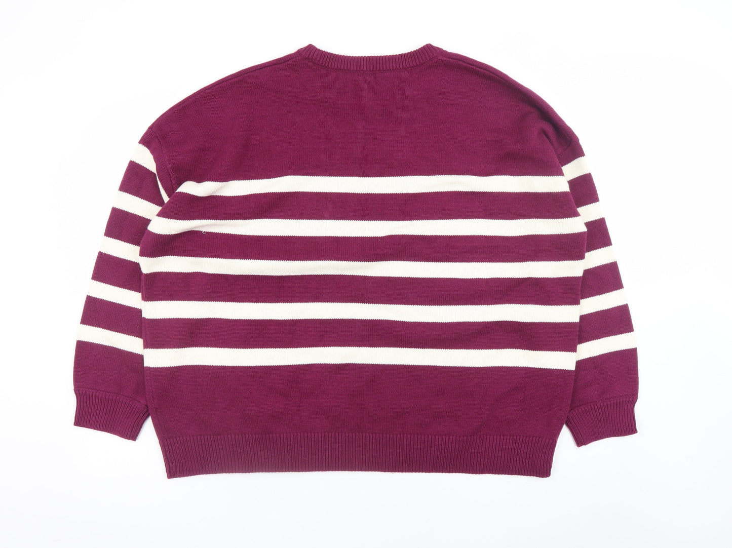 Next Women’s Purple Striped Cotton Acrylic Crew Neck Jumper XL
