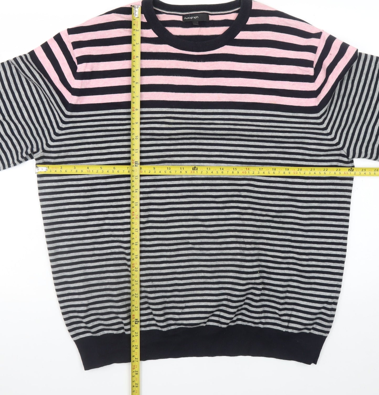 Marks and Spencer Men's Pink Striped Cotton Jumper XL
