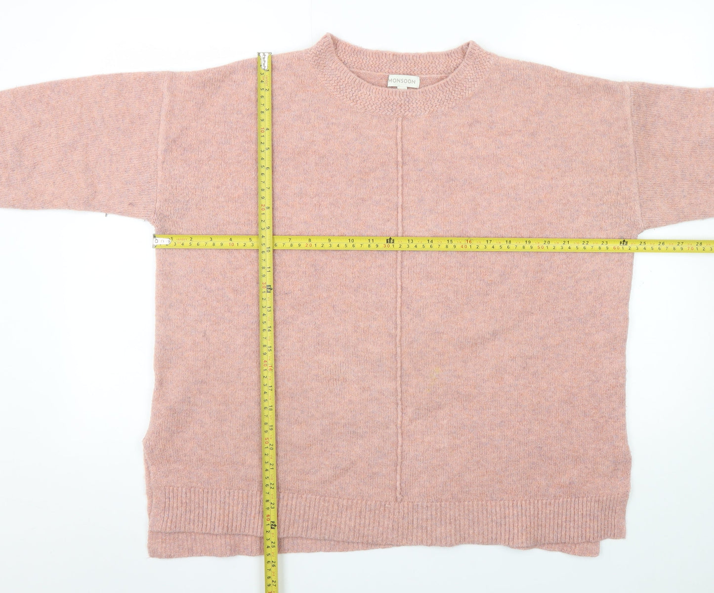 Monsoon Women Pink Crew Neck Long Sleeve Pullover Jumper L