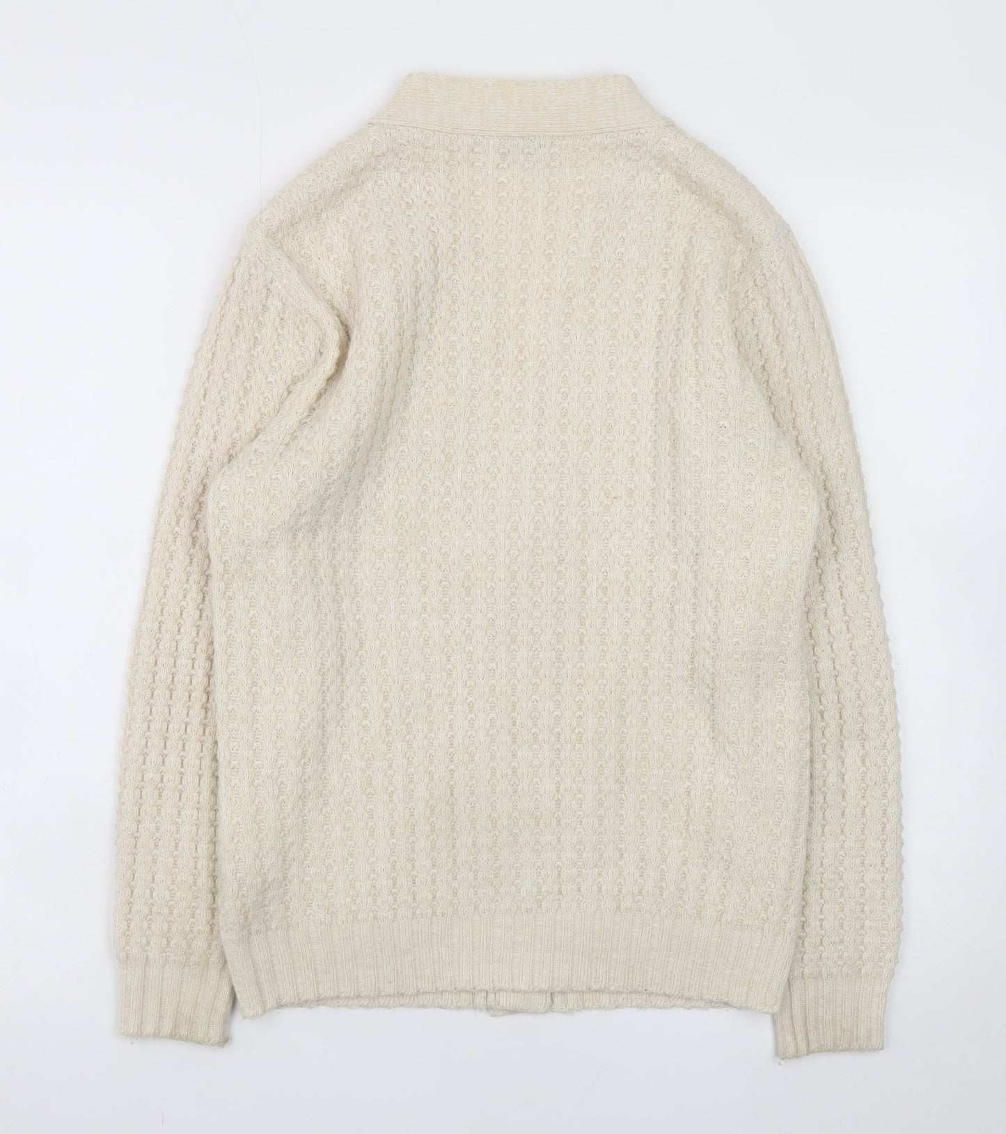 Damart Women's Beige V-Neck Knit Cardigan Size S Acrylic Wool