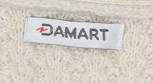Damart Women's Beige V-Neck Knit Cardigan Size S Acrylic Wool