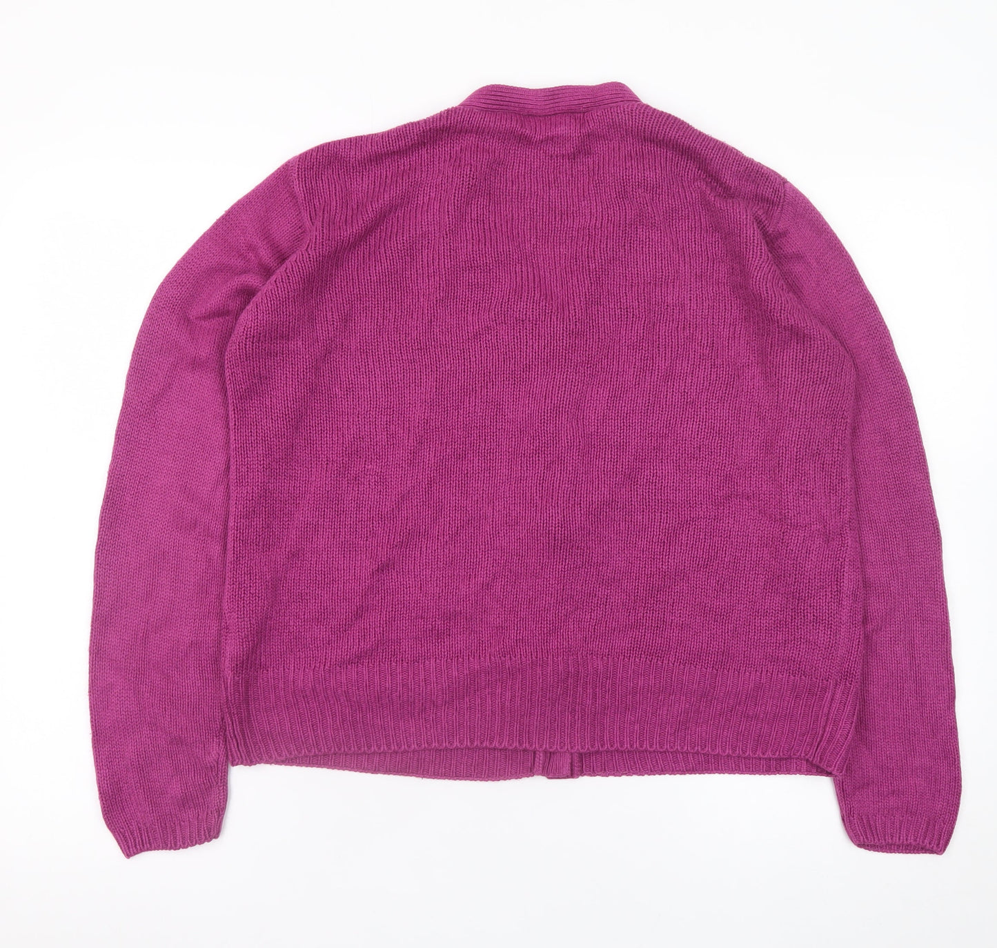 Honor Millburn Women's Purple V-Neck Cable Knit Cardigan Size 14