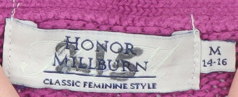 Honor Millburn Women's Purple V-Neck Cable Knit Cardigan Size 14