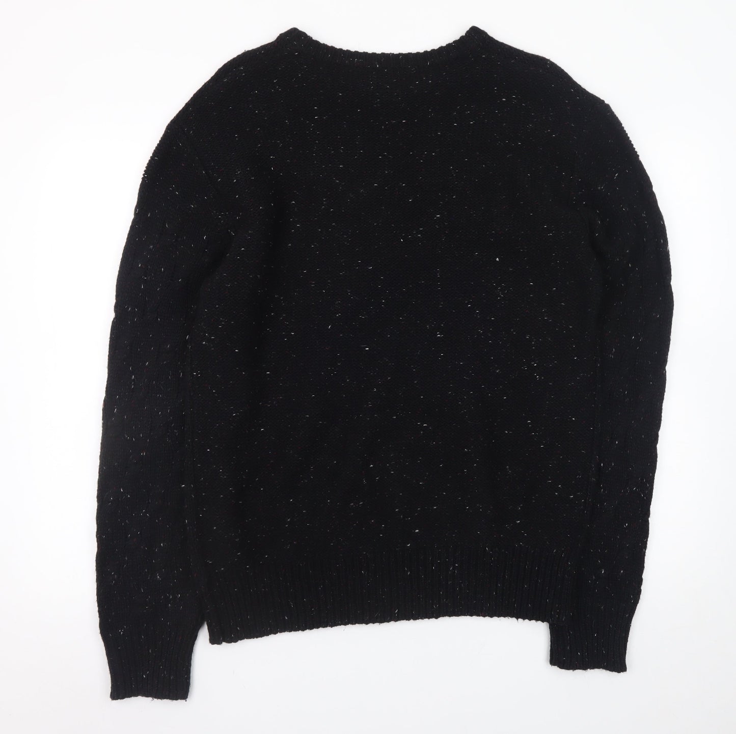 Firetrap Men's Black XL Cable-Knit Crew Neck Jumper