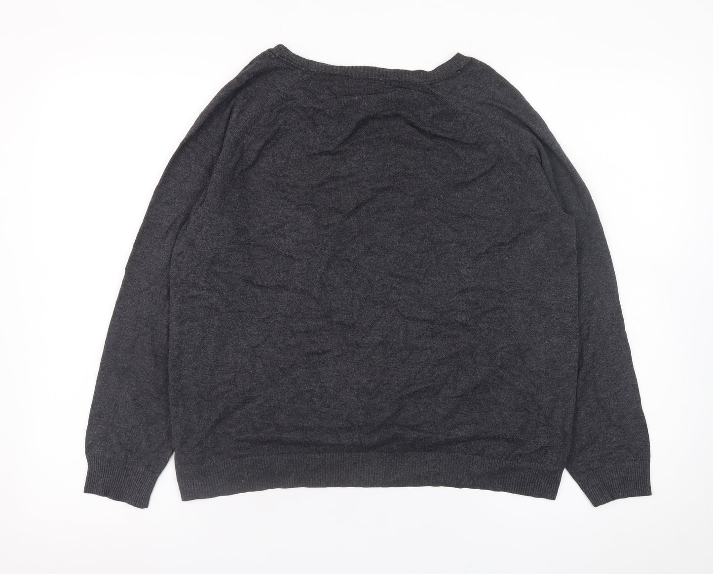 Marks and Spencer Womens Grey Floral Lace Front Pullover Jumper UK 16