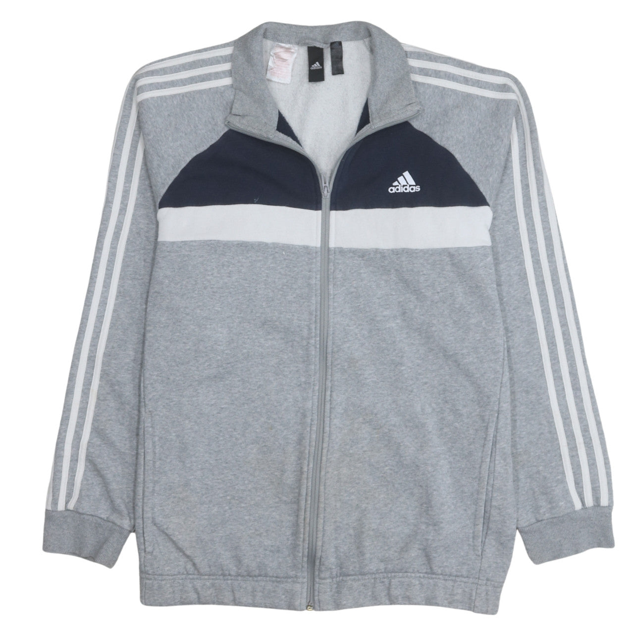 Adidas Mens Grey Blue Track Jacket Size L Full Zip Activewear