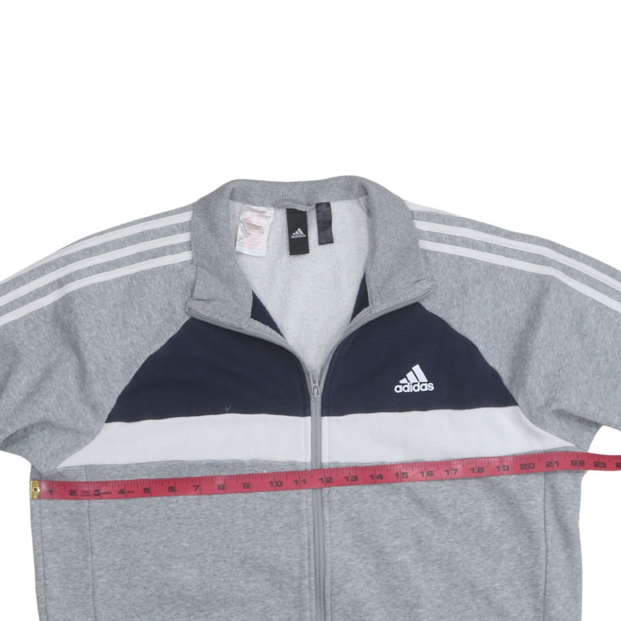 Adidas Mens Grey Blue Track Jacket Size L Full Zip Activewear