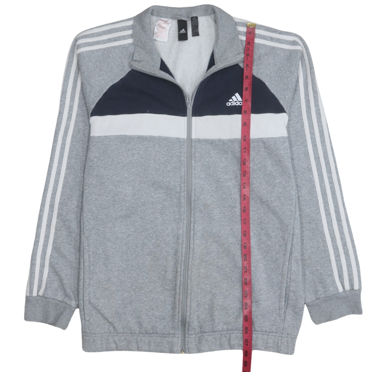 Adidas Mens Grey Blue Track Jacket Size L Full Zip Activewear