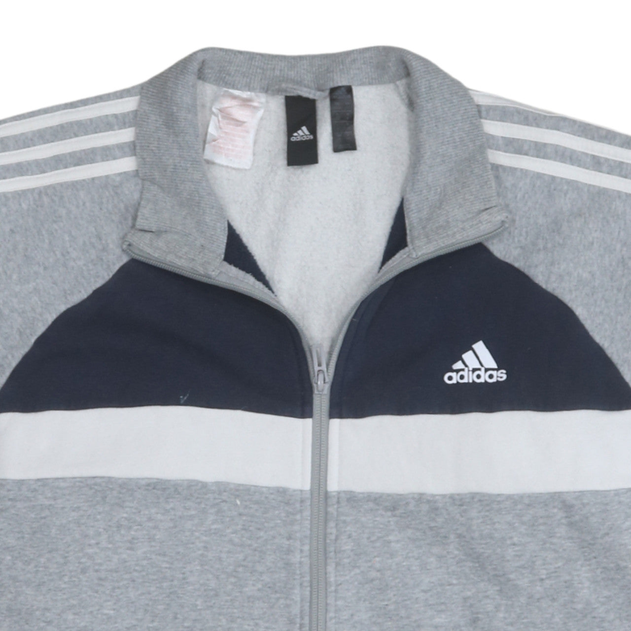 Adidas Mens Grey Blue Track Jacket Size L Full Zip Activewear