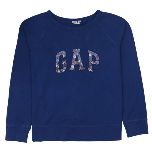 GAP Unisex Blue XL Pullover Sweatshirt with Floral Logo