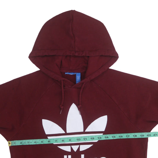 Adidas Men’s Red Pullover Hoodie Small Logo Fleece Sweatshirt